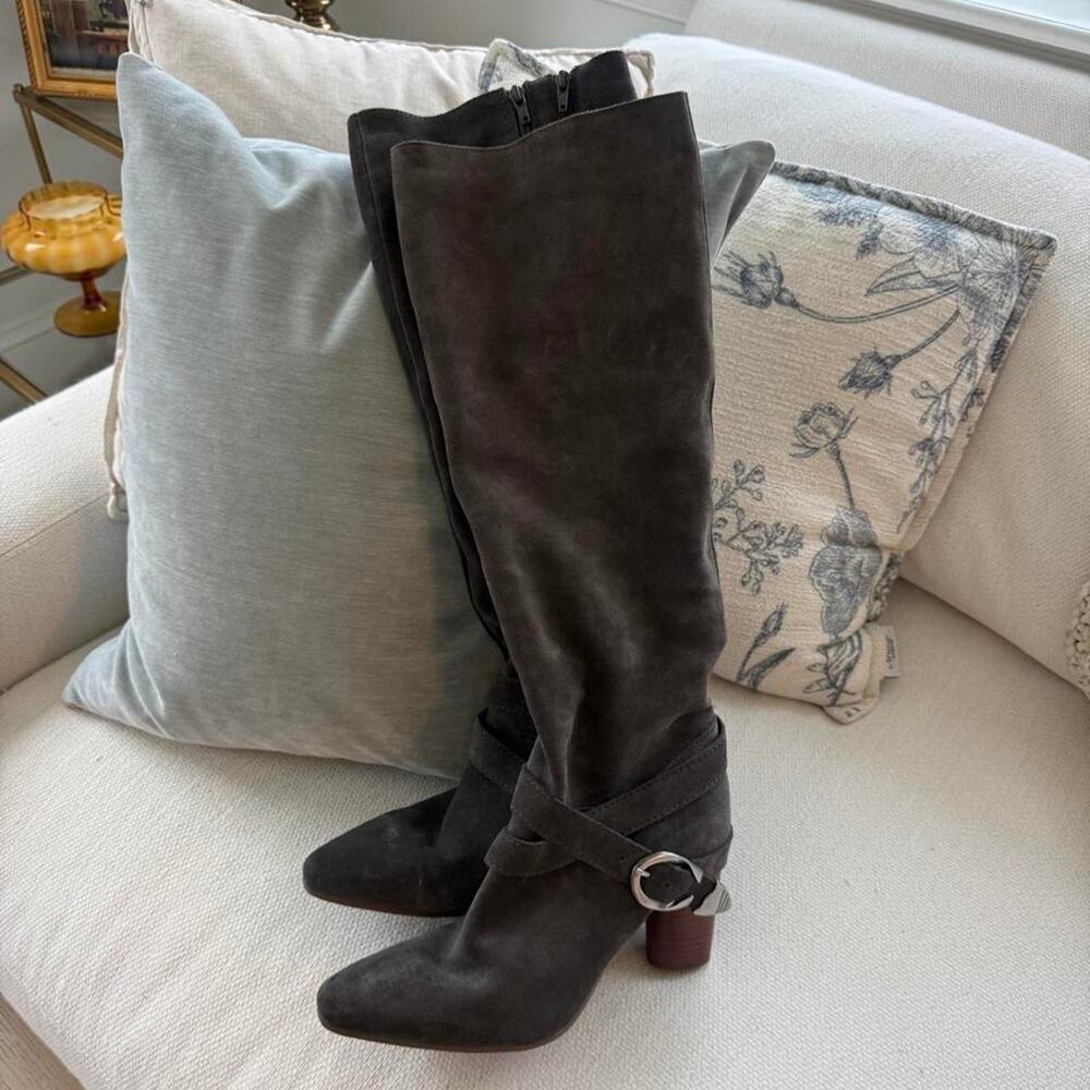 Gray aerosoles suede knee high boots